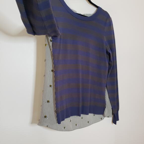 NWT Next UK Honey Bees Print Viscose Long Sleeve Mixed Media Blouse Size 12 - Picture 4 of 9